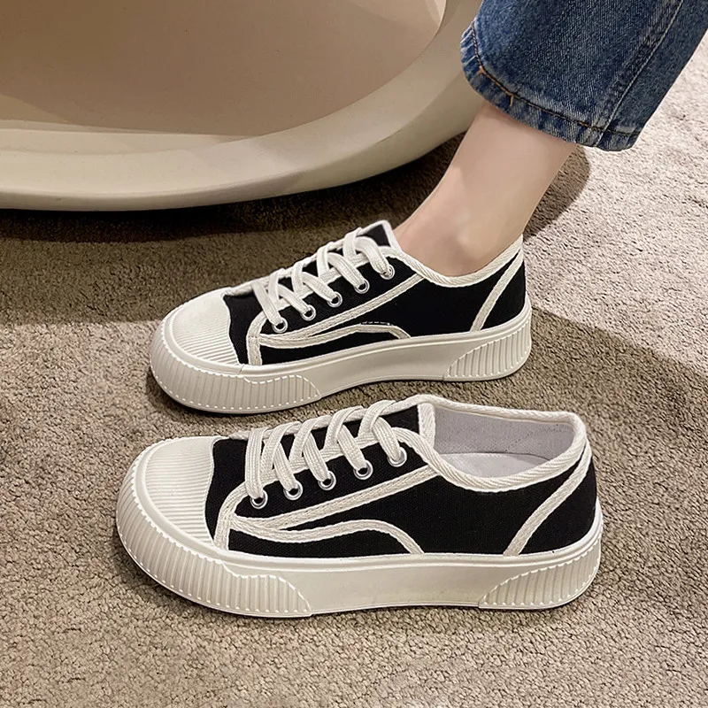 รองเท้าผ้าใบสำหรับผู้หญิง, รองเท้าสตรีพื้นหนา2023หลากหลายใหม่ระบายอากาศได้รองเท้ากีฬาบอร์ดบิสกิต