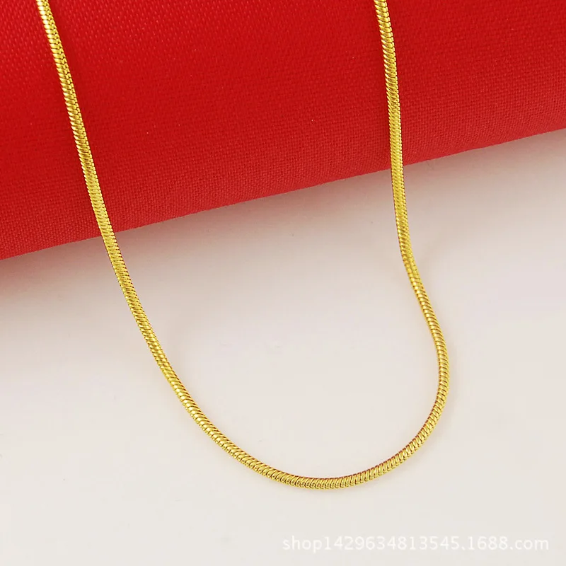 Luxury AU999 24K Gold Snake Bone Chain! Women's Smooth Snake Bone Pattern, High-End Flattering, Fit for Any Neck