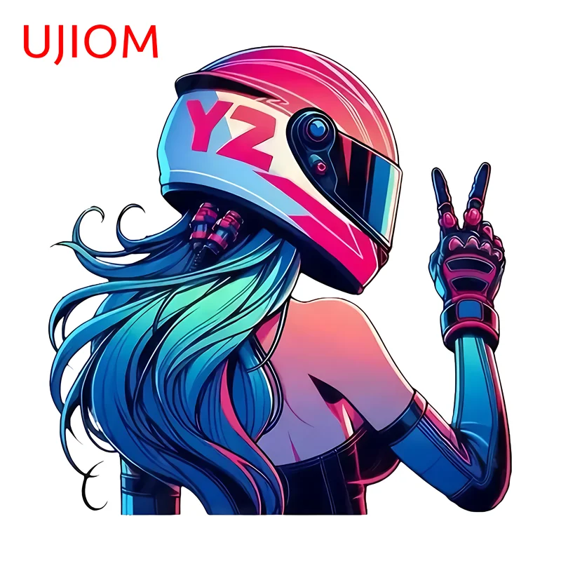 UJIOM The Girl Racing Driver Beiyi Wall Sticker Kitchen Game Room Creative Scratch Proof 3D Decal Waterproof Adhesive Wallpaper