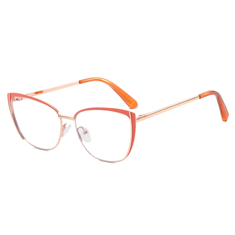 خمر عين القط مكافحة الضوء الأزرق نظارات معدنية إطار نظارات الكمبيوتر البصرية النساء موضة Cateye نظارات النظارات UV400