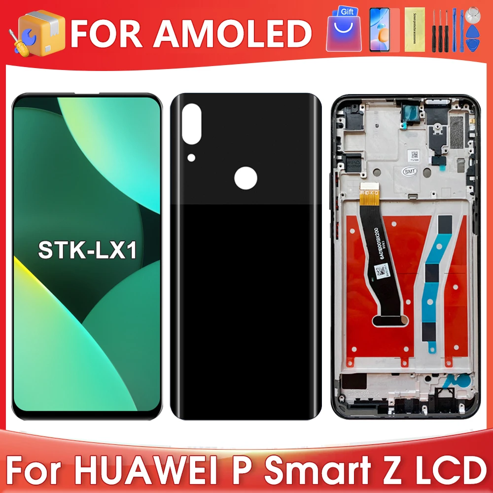 6.59 אינץ 'AMOLED עבור HUAWEI P Smart Z עבור PSmart Z STK-LX1 מסך LCD מגע דיגיטייזר החלפה