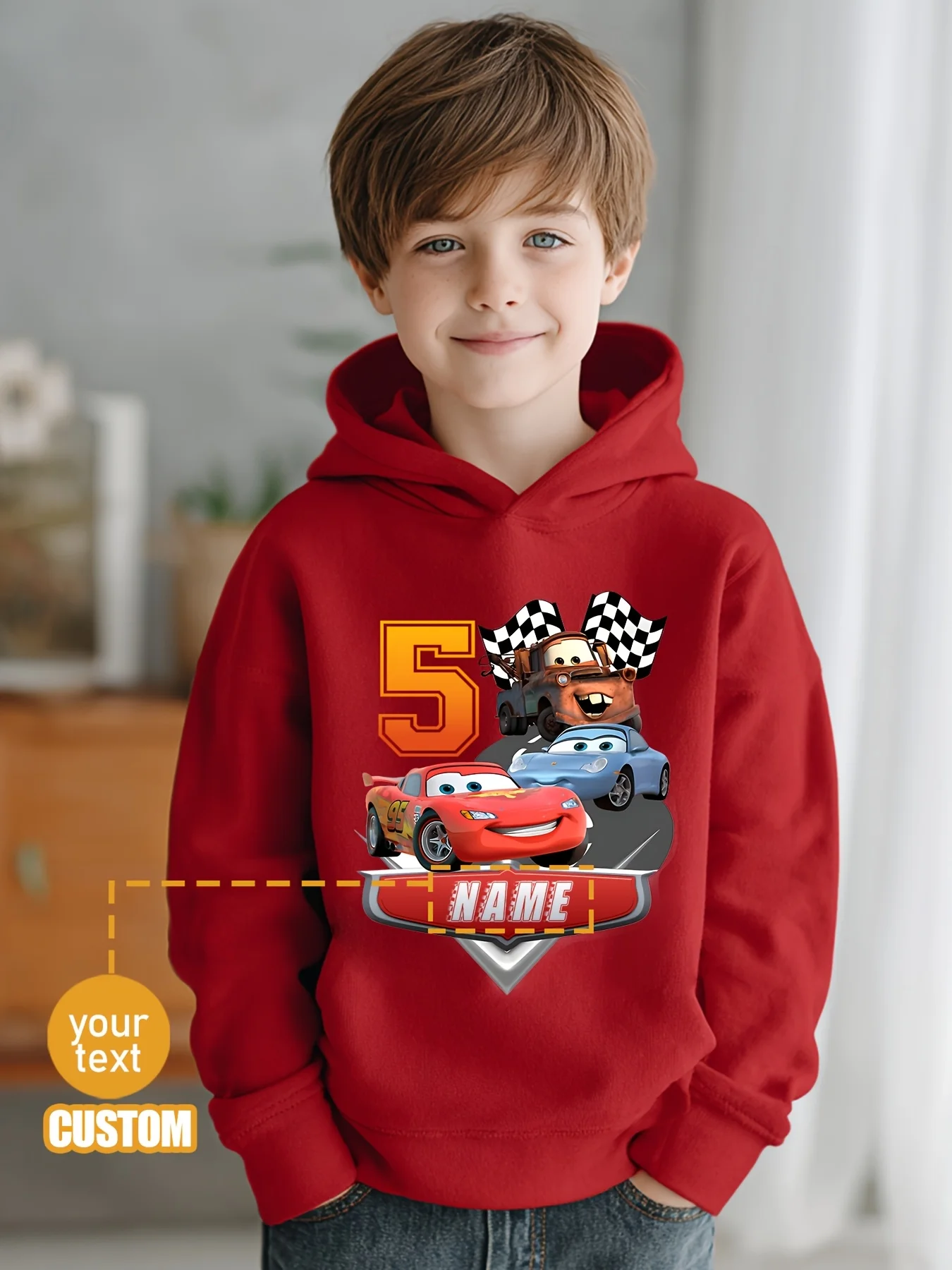 سترة كاجوال للأولاد من Disney Cars، نمط سيارات McQueen 95، قطعة واحدة من السلسلة الحمراء، مناسبة للأولاد، من عمر 4 إلى 12 عامًا، مناسبة للسيارات