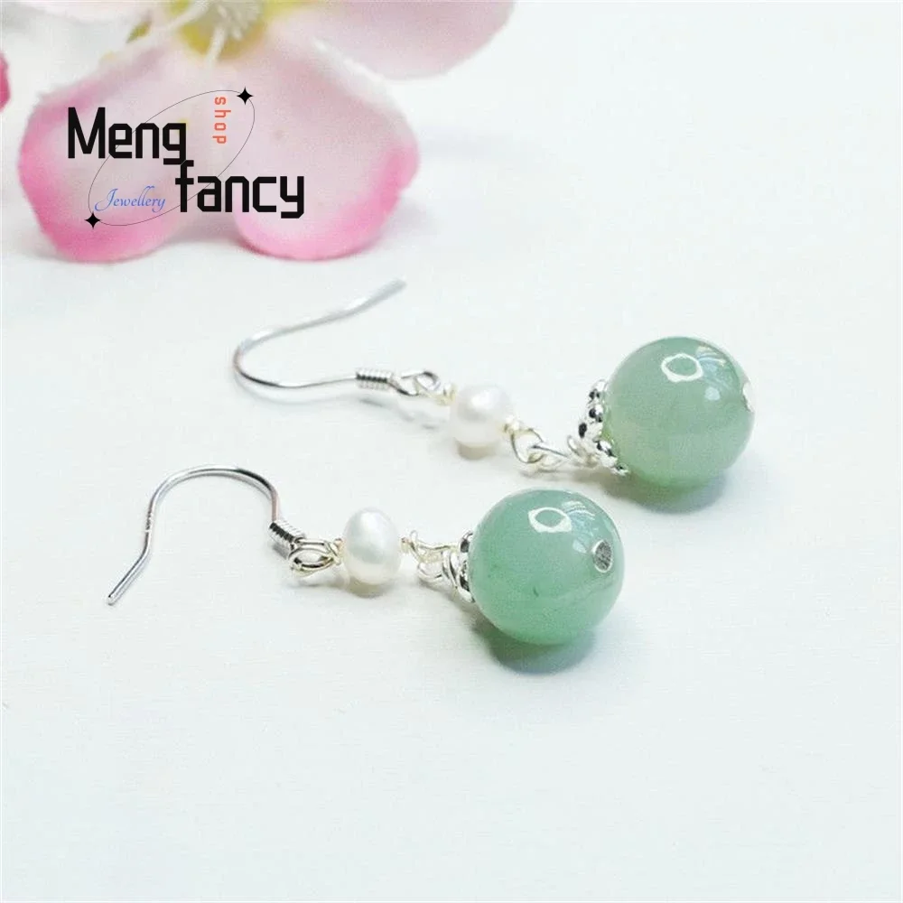 

S925 Silver Inlaid Jade Pearl Ear Hook Exquisite Elegant Simple High-grade Earrings Luxury Quality Fashion Jewelry Holiday Gifts