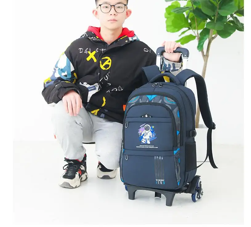 Children School Wheeled Backpack for boys School Trolley Bag Rolling Backpack bag for Boys Primary Student Schoolbags on Wheels