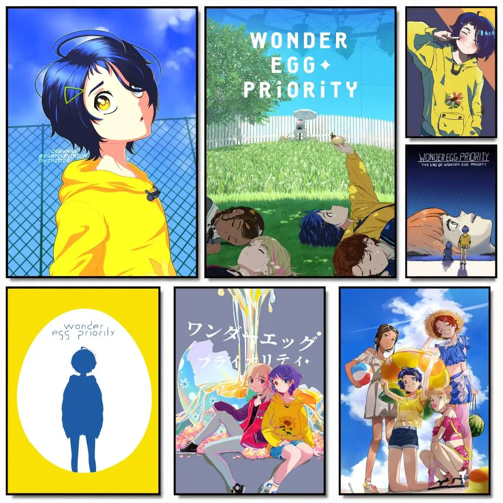 anime W-Wonder Egg Priority-Y Poster Removable Wall Sticker for Home Cafe Bar Office Interior Decor