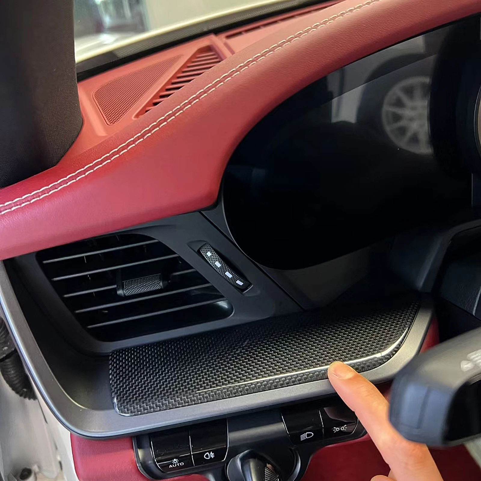 2pcs Interior Center Dashboard Panel Cover Trim Sticker For Porsche 992 911 2019 2020 2021 2022 2023 2024 2025