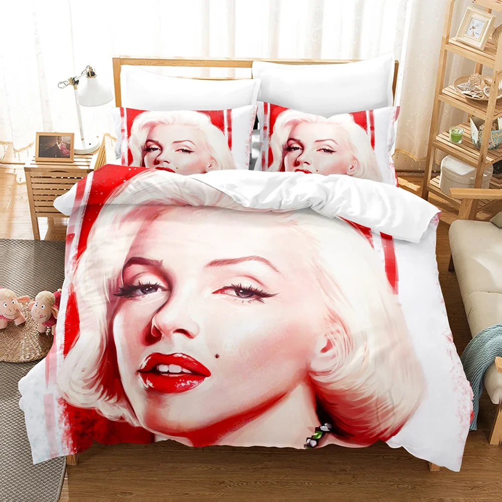 3D Printed Marilyn Monroe Bedding Set Duvet Cover Bedroom Comforter Cover Single Twin King ​Size Quilt Cover Home Textile 2/3PCS