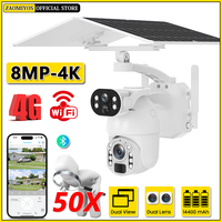 4K Solar Outdoor Camera 4G Sim 8MP Dual Lens 50X Zoom Surveillance WIFI CCTV PTZ Security Night Vision Humanoid Tracking IP Cam