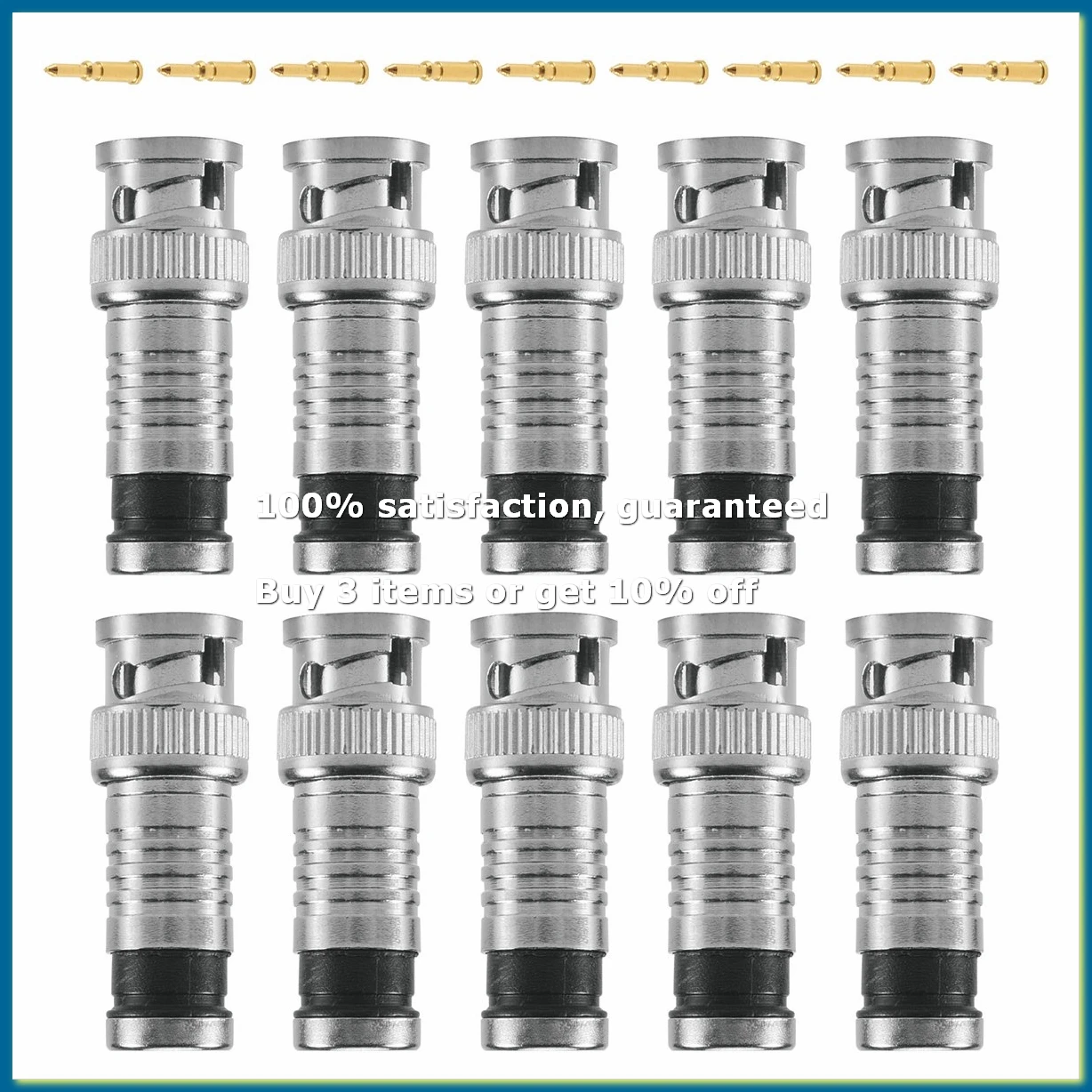 10 pcs BNC Compression Connector for Coax RG59 Cable CCTV Cameras-DTD2