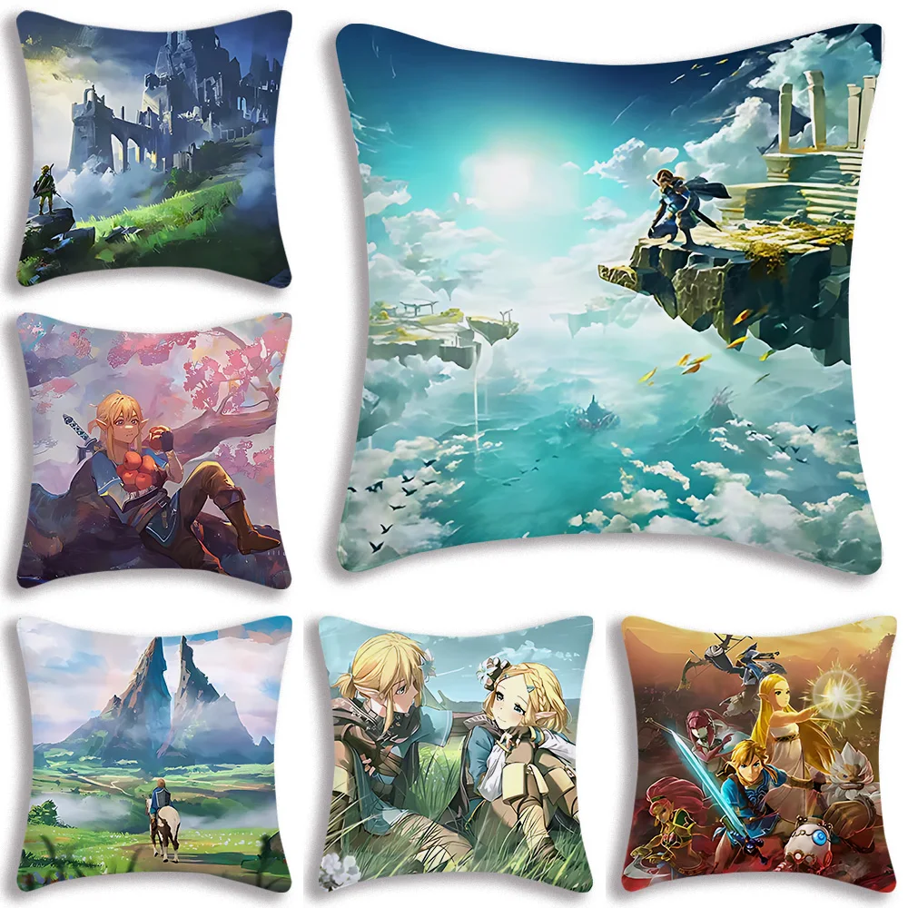 Anime The L-Legends of Z-Zeldas Pillow Covers Cartoon Sofa Decorative Home Double-sided Printing Short Plush Cute Cushion Cover