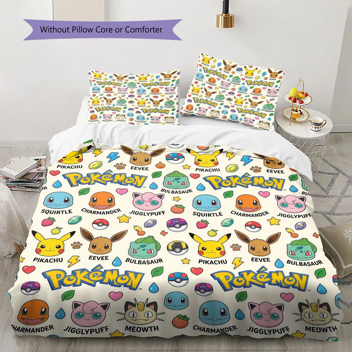 Pokemon Soft Duvet Cover Children's Bedding Set,Extra Large Size Birthday Gifts Various Sizes Available -HE217