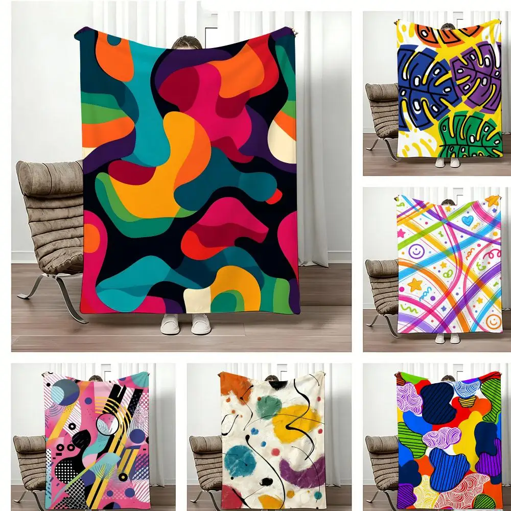 Pattern abstract Throw Lightweight  Flannel Blanket Soft Skin-friendly for Summer Cooling