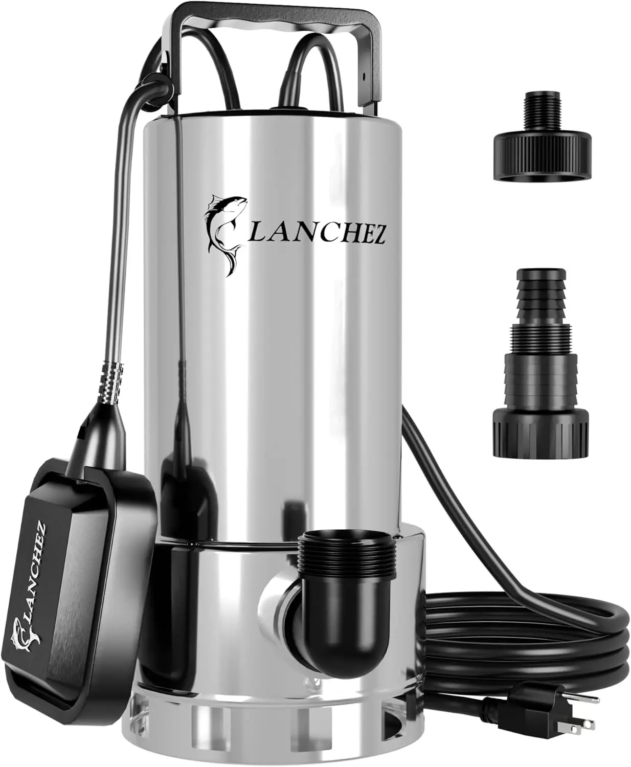 1.6 HP Stainless Steel Sump Pump Submersible with Automatic Float Switch, 5500GPH Clean/Dirty Transfer Water Pump with 25FT C