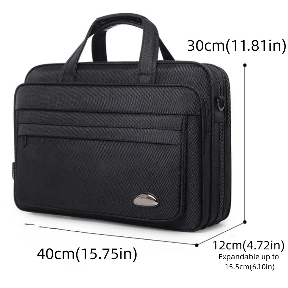 15.6inch Men Business Laptop Bag Shoulder Strap Waterproof Portable Laptop Bags Black Solid Color Notebook Shoulder Bag