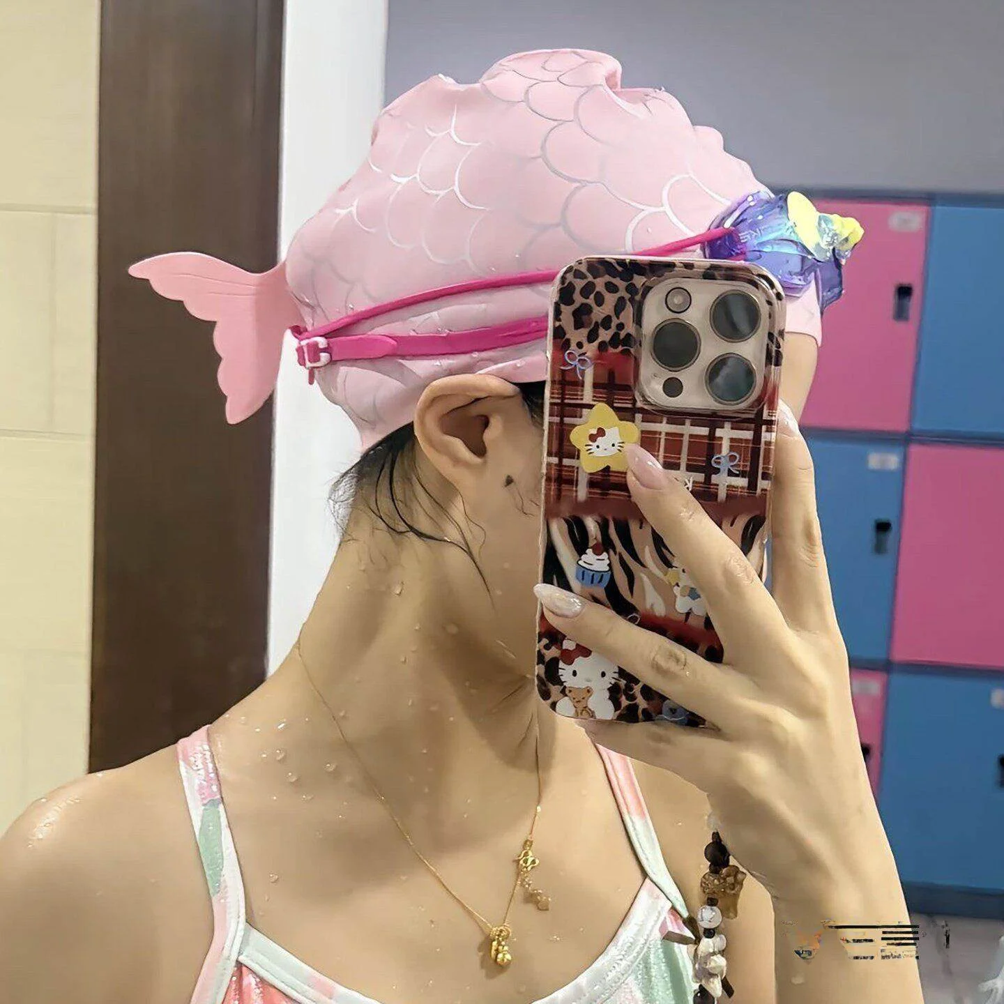 Women's Long Hair Large Size Silicone Swimming Cap Cute Mermaid Waterproof Non-Tightening Headwear for Children's Summer Prot...