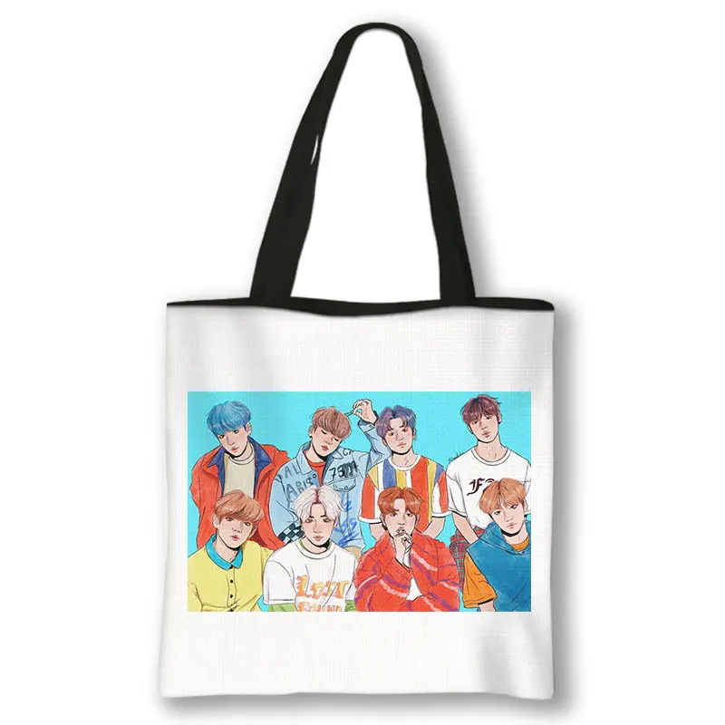 New Kpop Korea Band ATEEZ Printed Casual Shoulder Bag Women Handbags Large Capacity Totes Bag Fashion Shopping Bags Gift