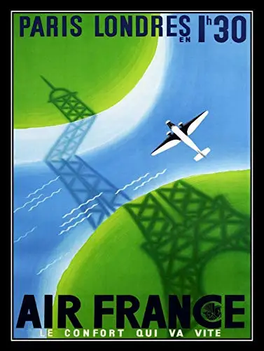 Air France Paris Londres Metal Tin Sign Retor Wall Decor Tin Sign 8x12 Inch