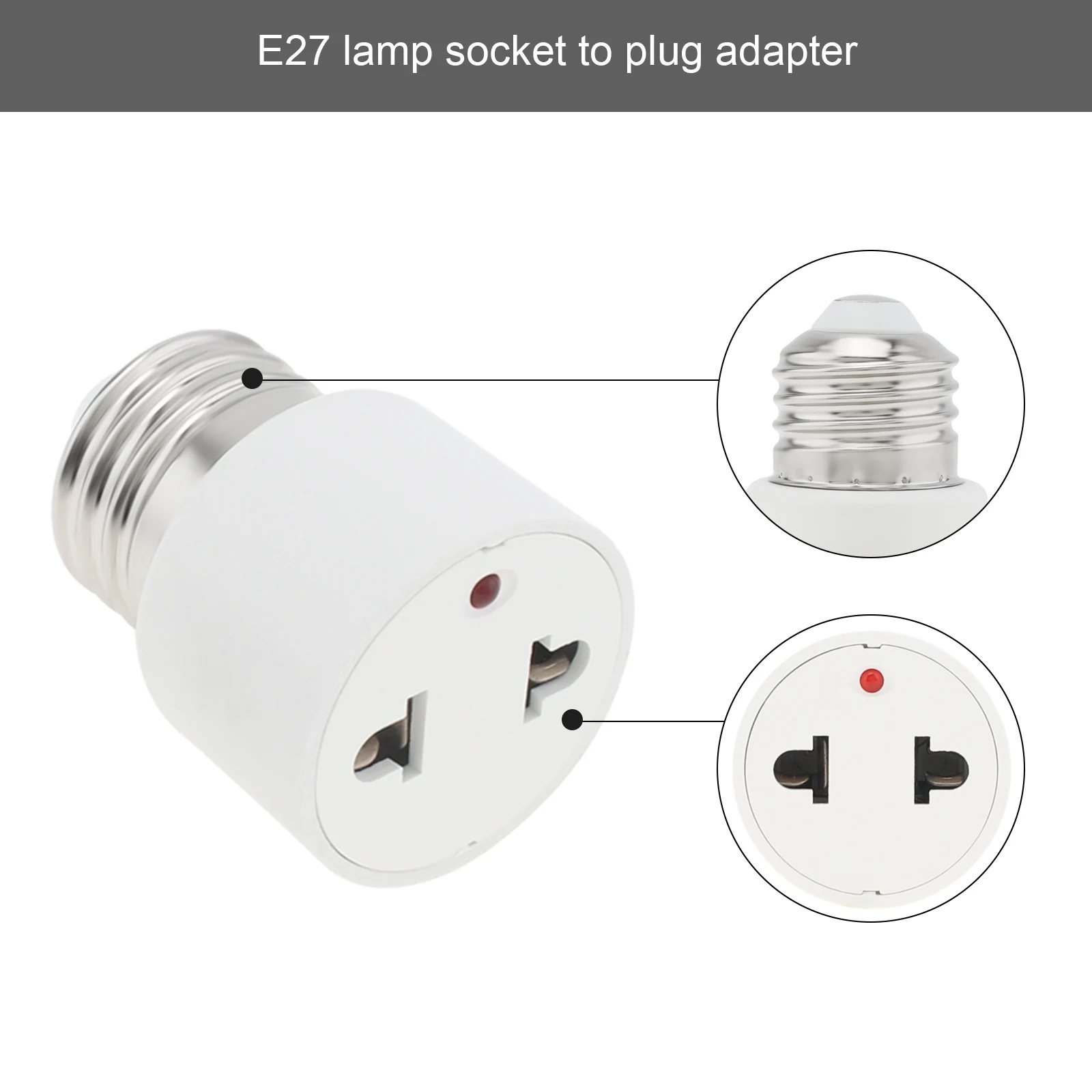 2 Prong Plug to E26 E27 Socket Adapter Medium Lamp Base Light Socket Outlet Adapters