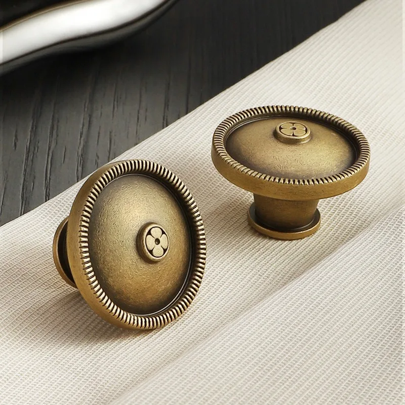 American Style Brass Cabinet Door Handle, Retro Furniture Button Handle, Cabinet, Light Luxury Drawer Door Handle