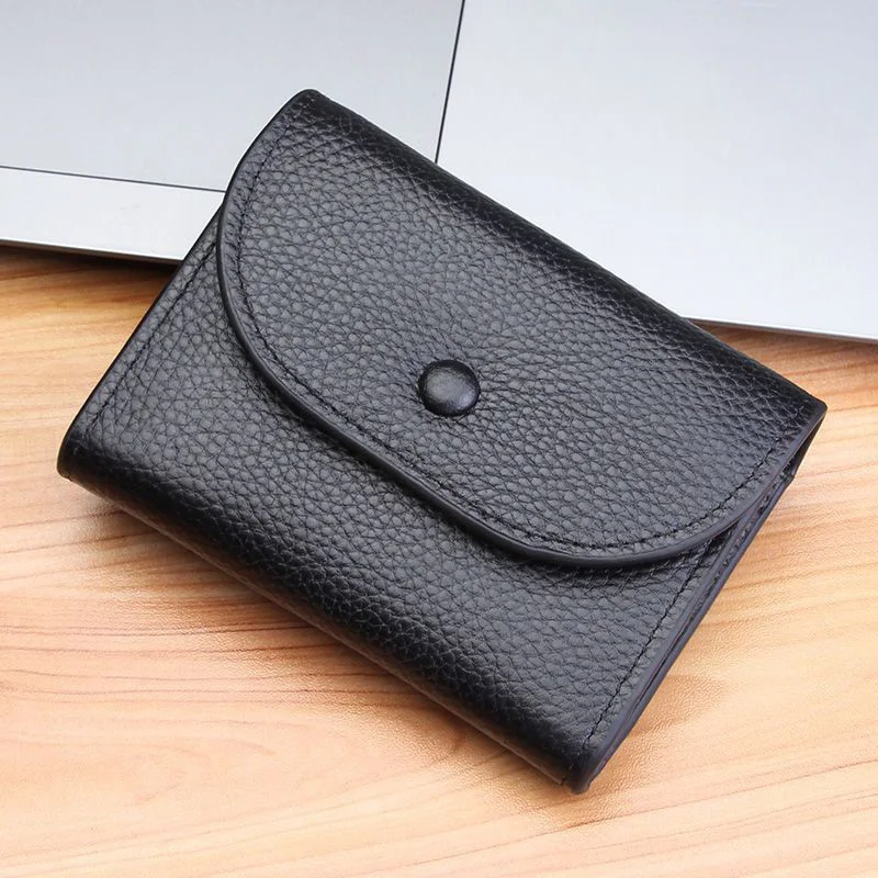 WERLLANDS PU Leather Pebble Grain Snap Closure Multi-Color Short-Style Card Holder Coin Purse
