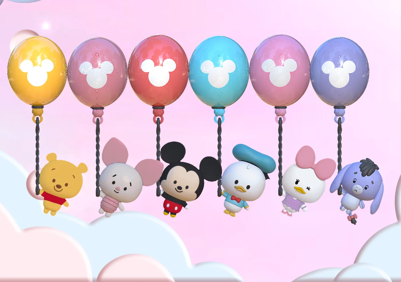 Disney Balloon Party Duck Mickey Winnie 3D Magnetic Small Particle Blind Box Daisy Duck Mickey Winnie refrigerator magnet gift