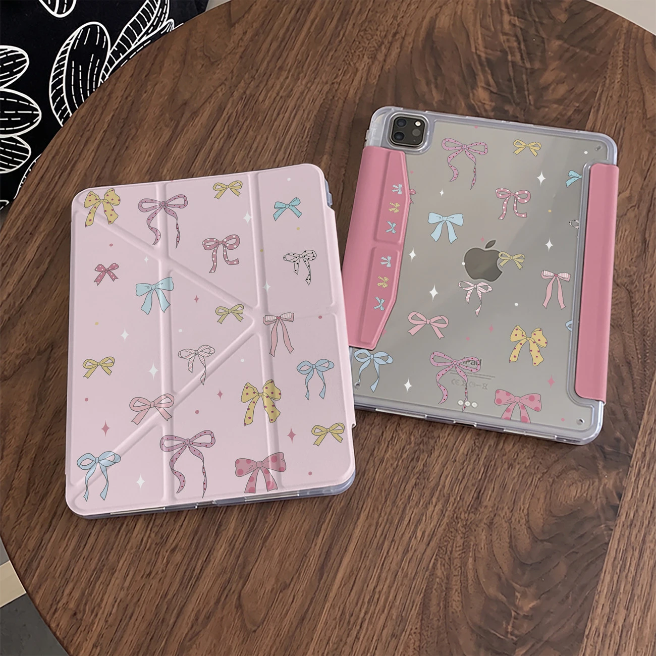 Cute Pink Polka Dot Bow Table Case For iPad Pro 11 12.9 13 A16 M2 M3 M4 M5 Shell 10.2 5/6/7/8/9/10/11th Mini Air 3 4 5 6 7 Cover