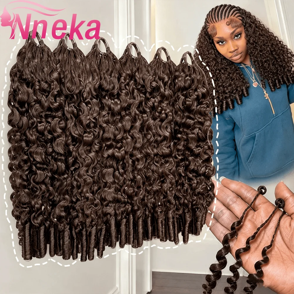 Nneka Miracle Knot Chocolate Brown Crochet Human Hair For Braiding Boho Braids Raw Human Hair Burmese Curly Human Crochet Hair