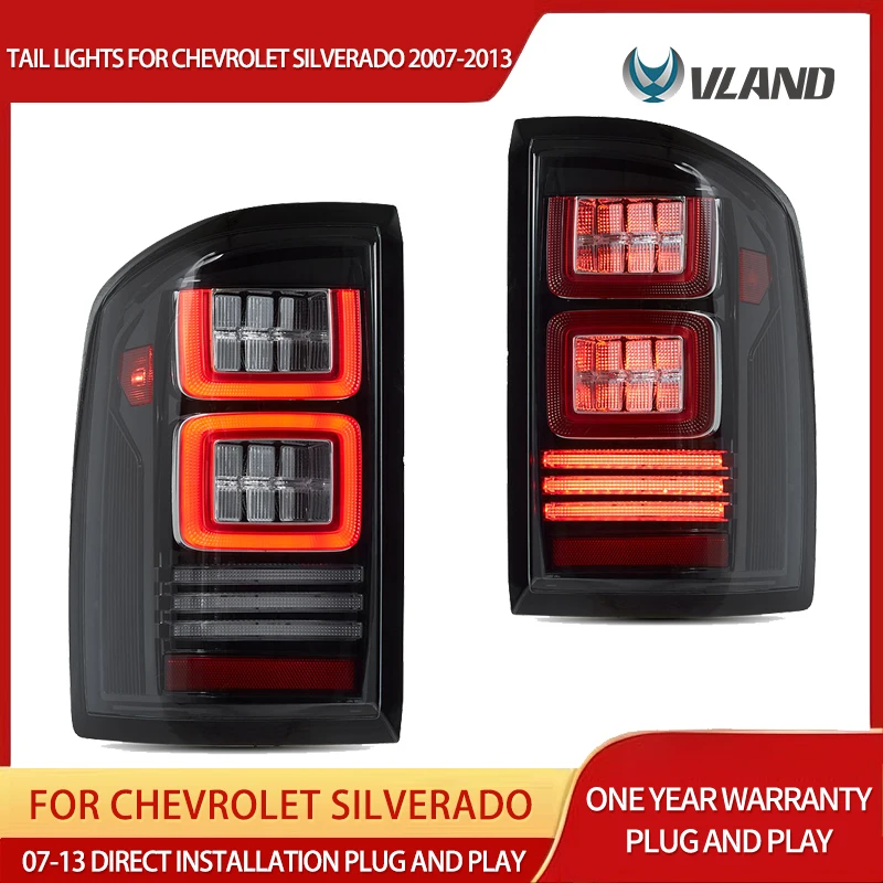 07-13 Chevrolet Silverado 1500 2500HD 3500HD 07-10 GMC Sierra 1500 2500HD 3500HD Dually Vland LED II Tail Lights With Red Turn S