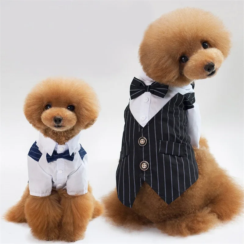 Costume Clothes Dog Tuxedo Suit Costume Pet Cat Dog Wedding Birthday Party Formal Shirt with Bow Tie for Puppy Small Medium Dog