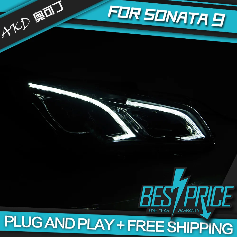 AKD Cars Styling Headlight for Hyundai Sonata9 Sonata 9 2015 Headlights LED Running Lights Bi-Xenon Beam Fog Lights Angel Eyes