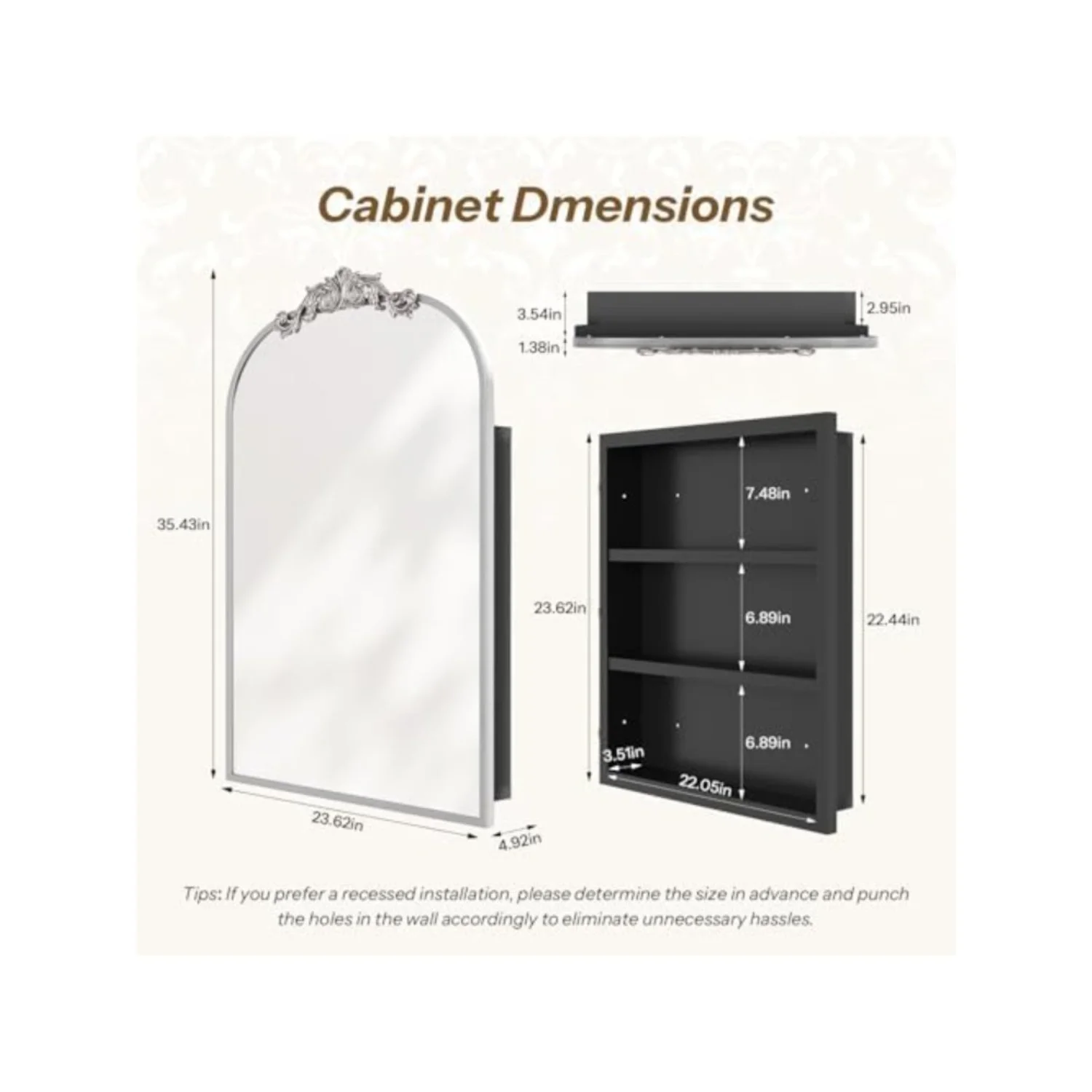 24x35인치 빈티지 욕실 약장 거울 수납장 실버 | - Bathroom Cabinet Mirror 리뷰 및 가격