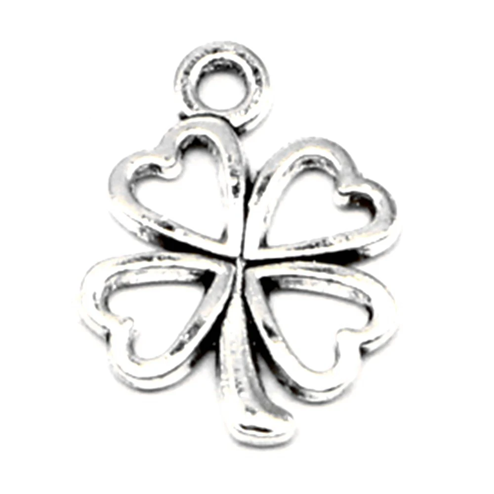 20pcs 13x17mm Four-leaf Clover Charms Pendant For Necklace Cute Fashion Jewellery Antique Silver Color