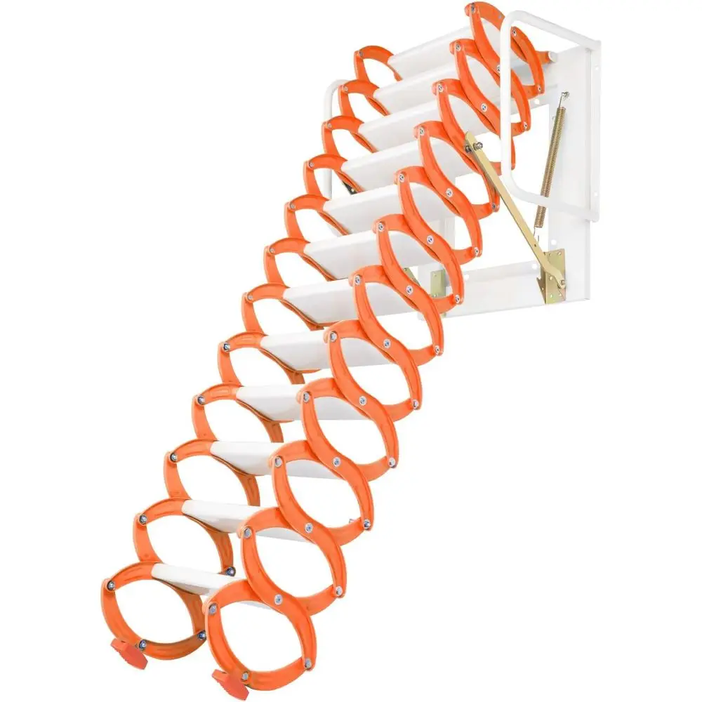 

Orange 12-Step Retractable Attic Staircase with 881.85lbs Capacity for Outdoor and Storage Spaces