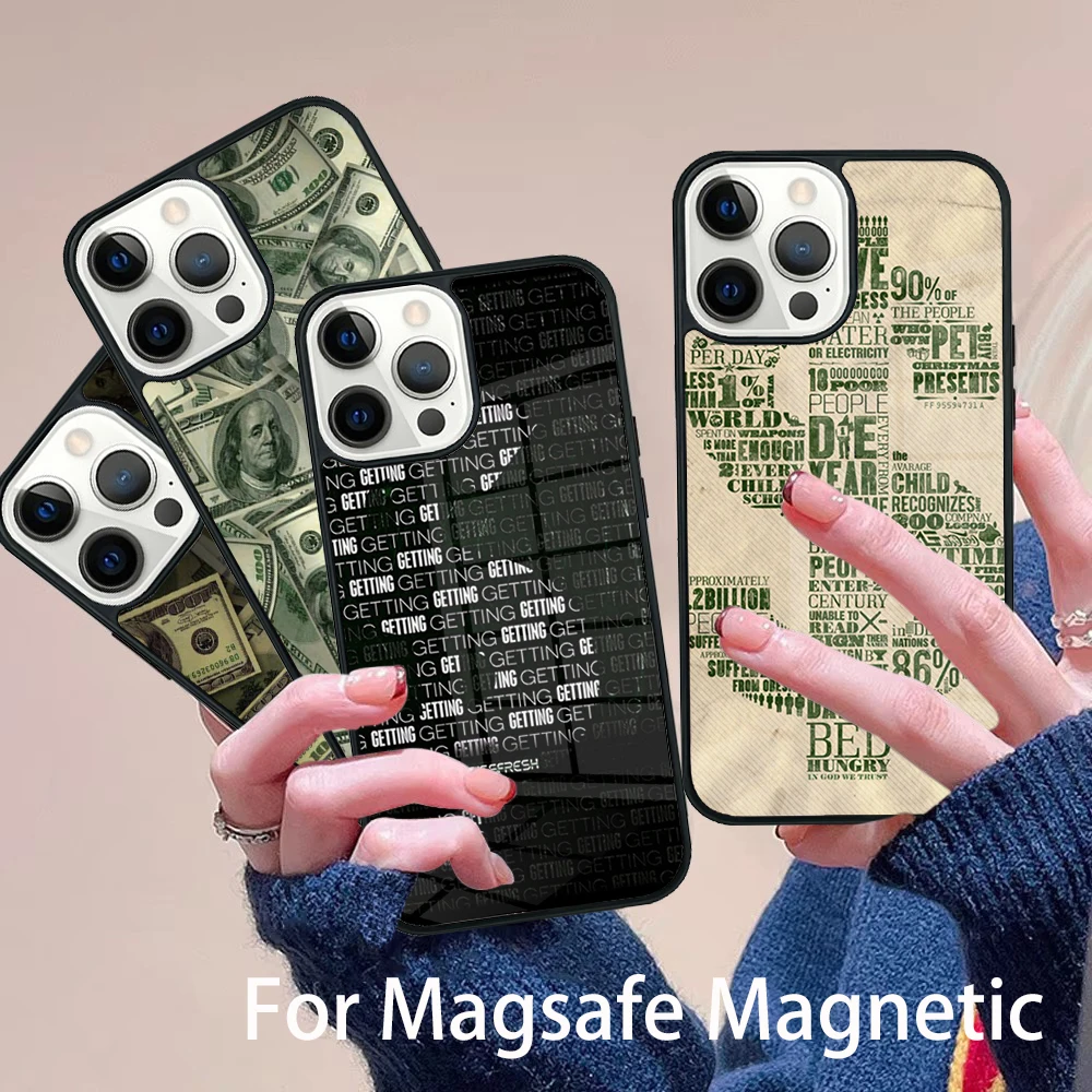 

Money Dollars Cash Phone Case Magesafe Magnetic Wireless Charge Cover For IPhone 16 11 12 13 14 15 Pro Max Plus Mini