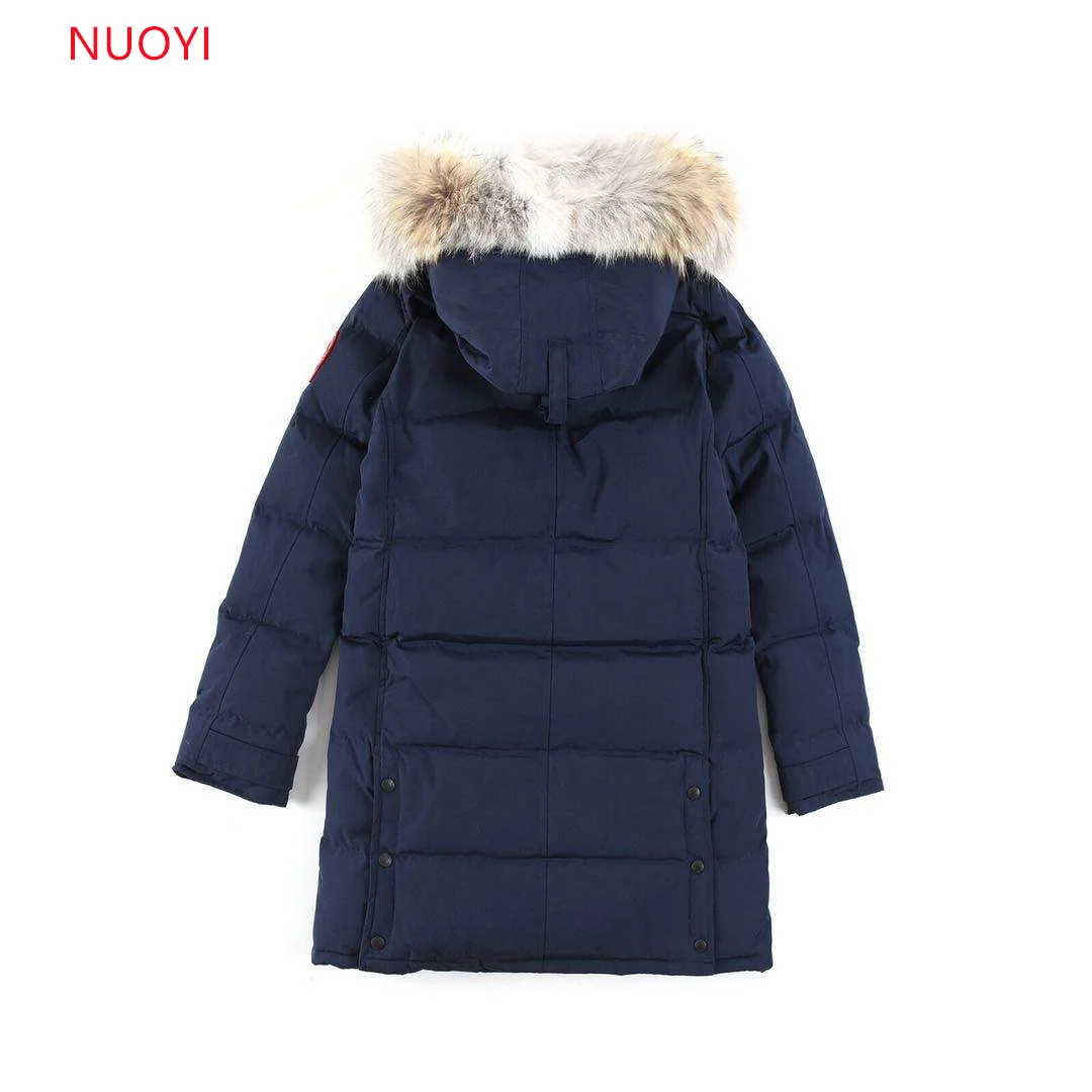 15 cappotto lungo Lady Canadian piumino donna Parka Expedition 95% piumino d\'oca bianco Snowcoat Top Brand autentica pelliccia di Coyote 3802L