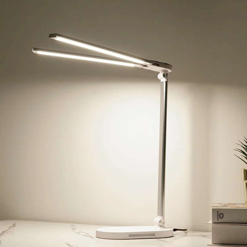 

Настольная лампа с двойной головкой, складная интеллектуальная зарядка, беспроводная зарядка, настольная лампа для обучения чтению, настольная лампа для защиты глаз фортепиано