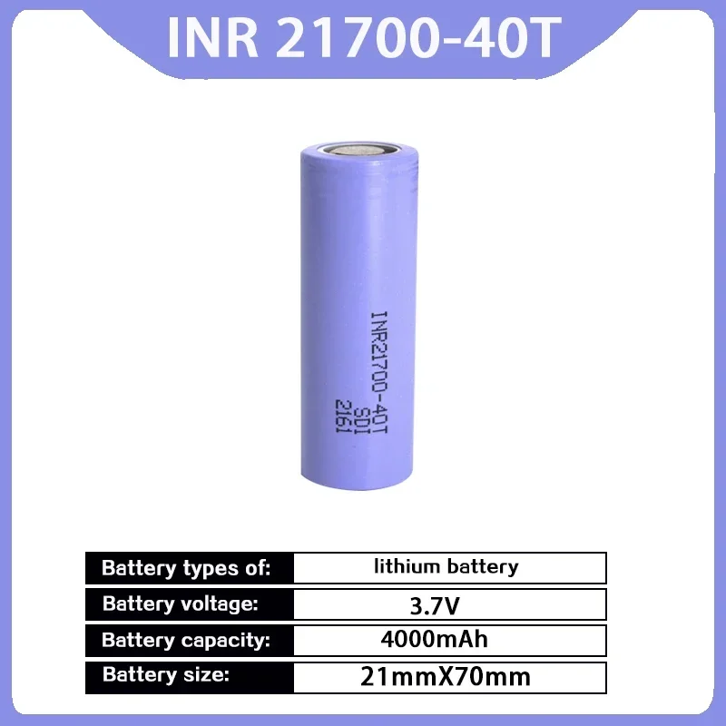 100% full capacity original INR21700-40T 3.7 V 4000mAh rechargeable battery, direct refund for insufficient lithium-ion capacity