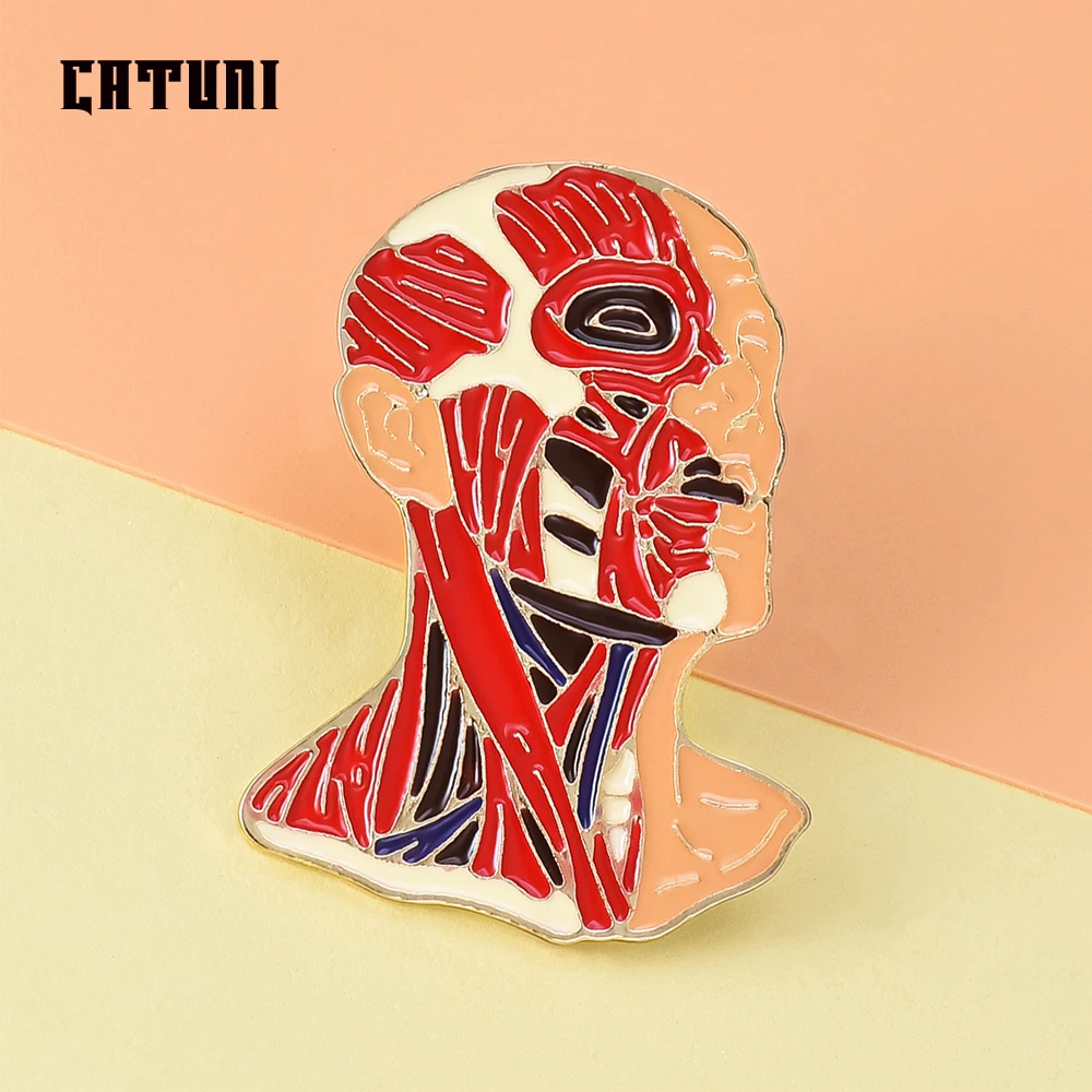 Catuni Anatomy Medicine Brooch Enamel Muscles Pin Lanyard Lapel Backpack Badge Accessories Gift for Anatomist Doctor Medico