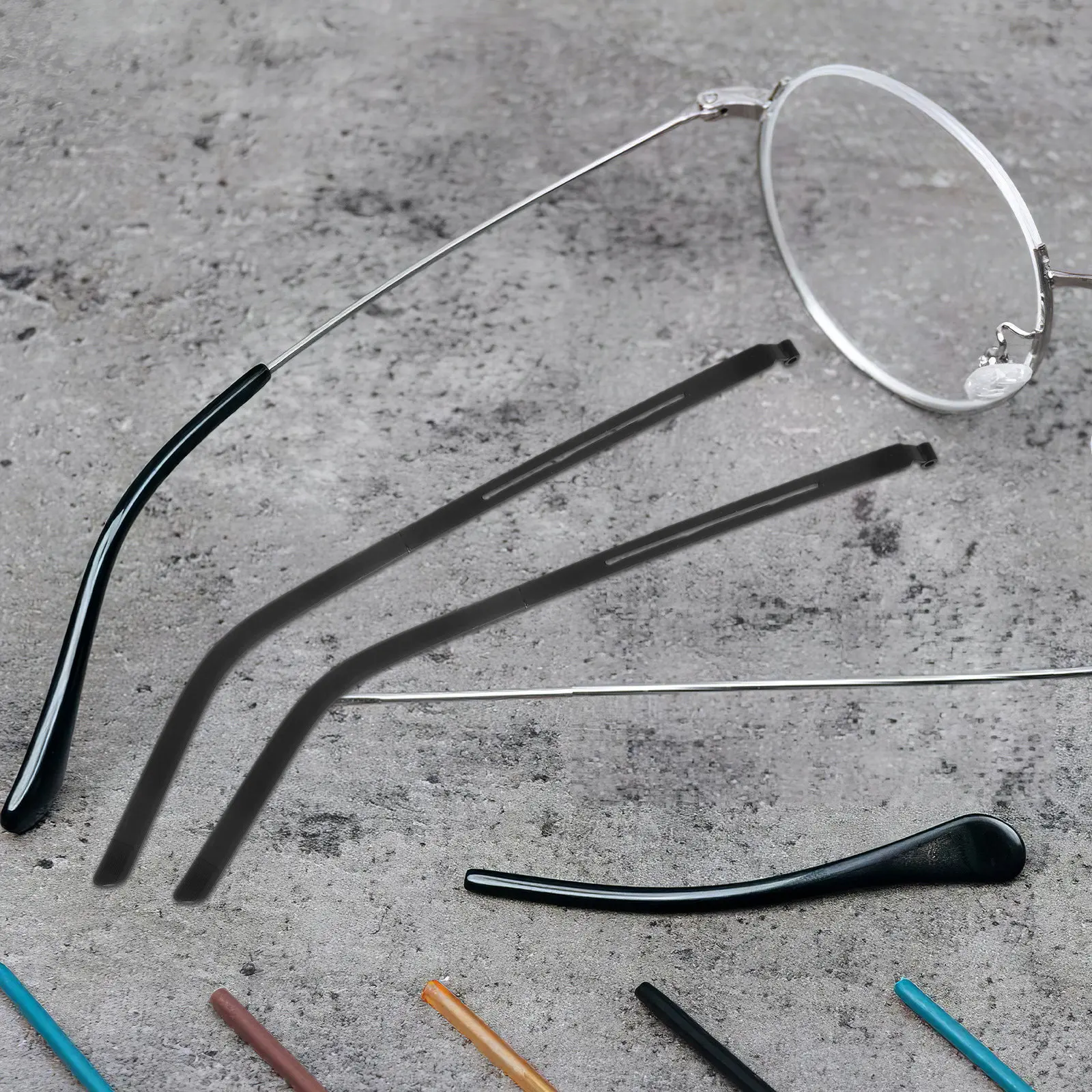 1Pair Glasses Temple Replacement Arms Legs Metal Universal Eyeglass Frame Repair Parts 1.5mm Hole Diameter Eyewear Frame Temple