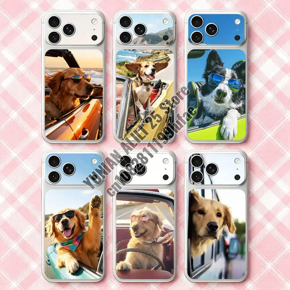 Driver Dog Puppy Happy Vacation Removable UV Film for iPhone 17 Pro 18 ProMax Protective Sticker