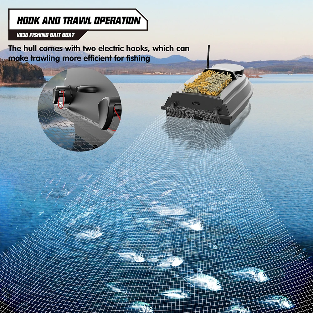 LOKEEVAN V030 RC Karpfen Angeln Köder Boot GPS, Große Größe 9 Angeln Boden 12 V High-Speed GPS Fishfinder Trawling Nest Köder Boot – Detail 16