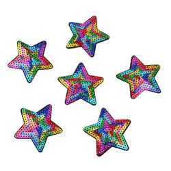 10pcs/lot Sequined Star Patch Iron On Sew On star Stickers for Clothes Jeans Appliques DIY Coats Pants Badge Sewing Patches