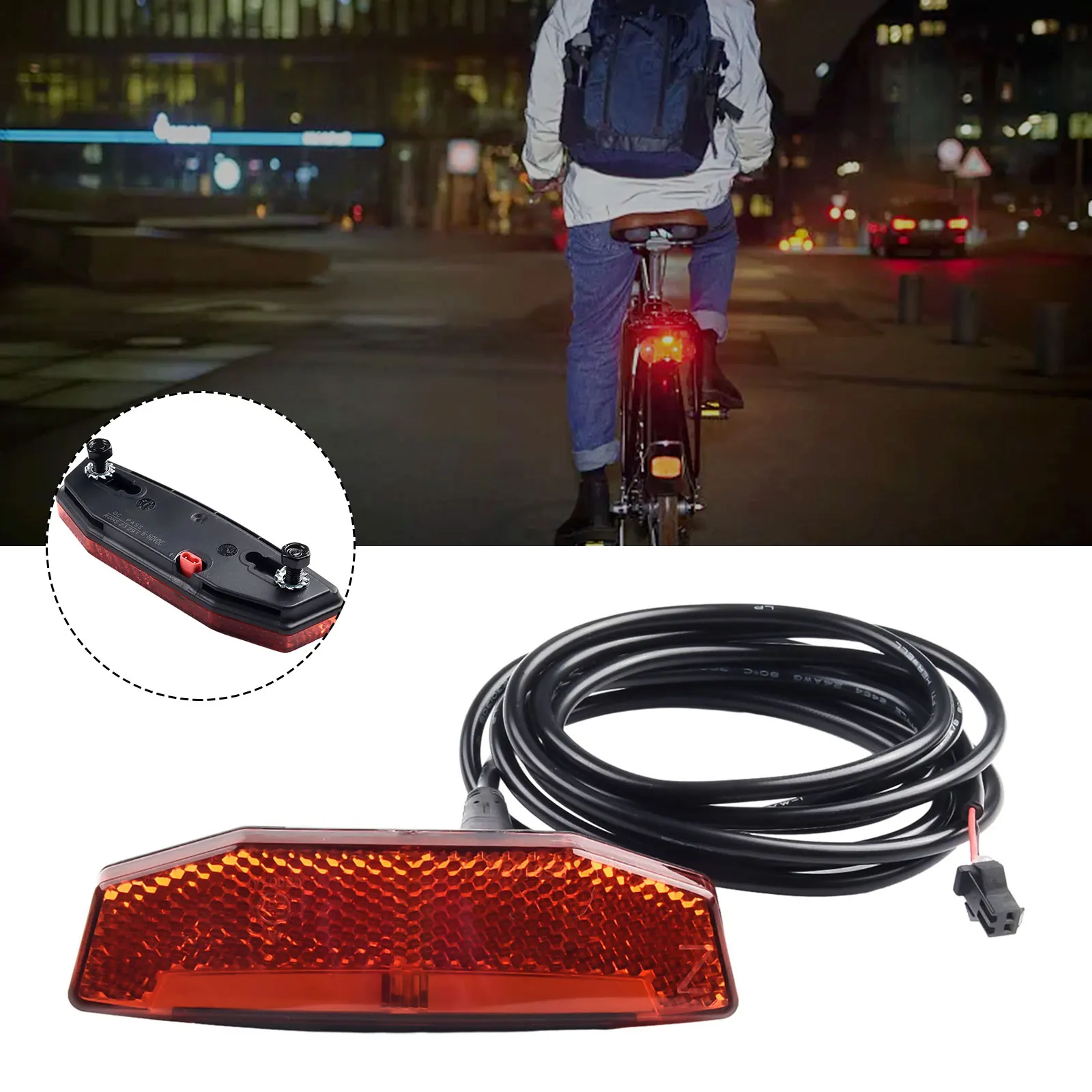 

Long Cable E-Bike Rear Light SM/Waterproof Connector Plug-and-Play E-Bike Rear Lamp 24V/36V/48V Electric Bike Accessories