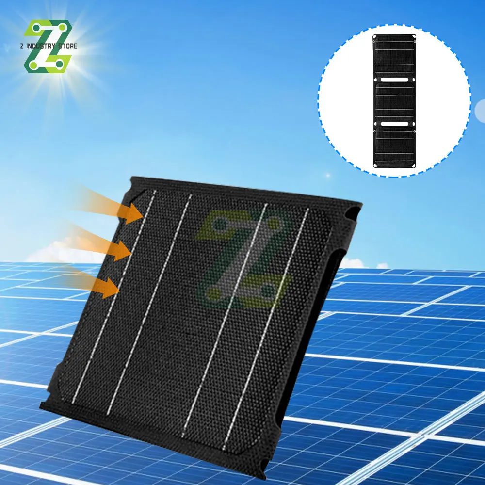 

56*18.5cm Solar Panel Outdoor 5V 21W Foldable Flexible Monocrystal Silicon Solar Panel Waterproof USB/DC/Type-C Output