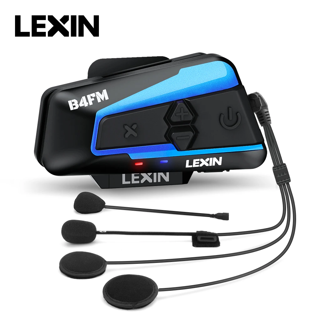 Lexin-B4FM-X Intercomunicador con Bluetooth para motocicleta, auriculares para casco, BT5.0, para 10 conductores, para compartir música