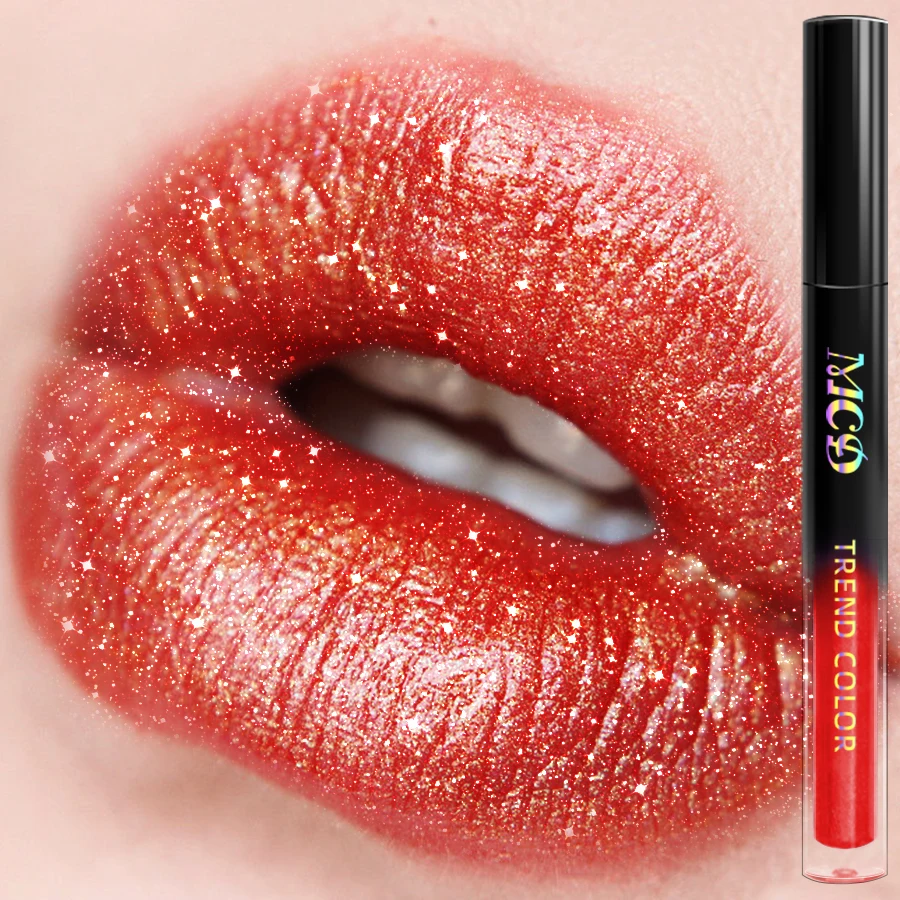 15 色グリッターリップ釉薬長期的な防水液体口紅露状仕上げリップオイルリップティントメイクアップパールリップグロス化粧品