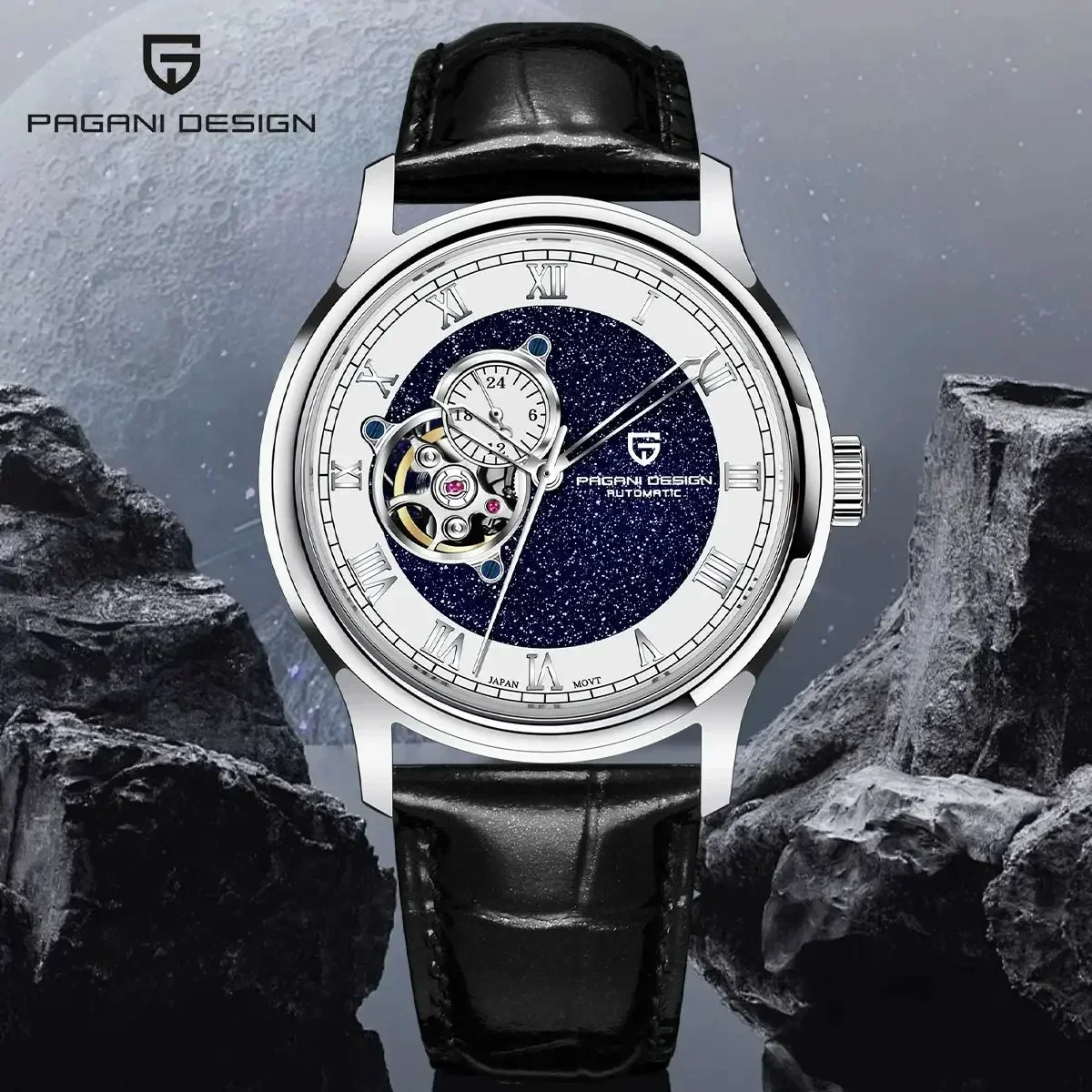 PAGANI DESIGN Starry sky Mechanical Wristwatch Luxury Tourbillon Automatic Watch For Men NH39A Movt Leather Waterproof Watches