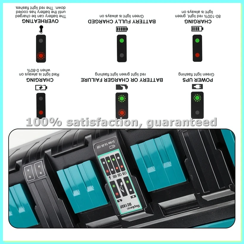 

Charger DC18SF 18V 4-Port for 14.4V-18V Battery BL1850 DC18RD DC18RC EU PLUG-ELEC