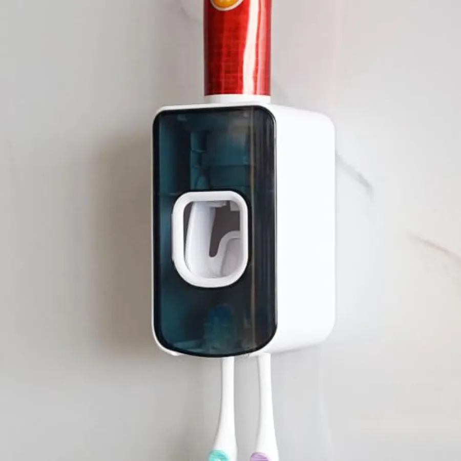 

2 Slot Toothbrush Holder and Toothpaste Dispenser Wall Mounted, Automatic Toothpaste Squeezer, 2 in 1 Tooth Brush Toothpaste Or