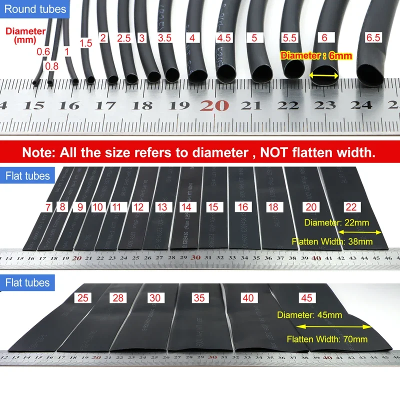 1/3M Diameter 0.6 0.8 1 1.5 2 2.5 3 3.5 4 4.5 5.5 6 8 10 mm PE Heat Shrink Tube 2:1 Shrink Ratio Insulated Wire Shrink wrap